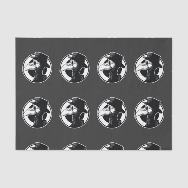 Steampunk Plague Doctor Bird Mask B/W Seidenpapier (Vorderseite)