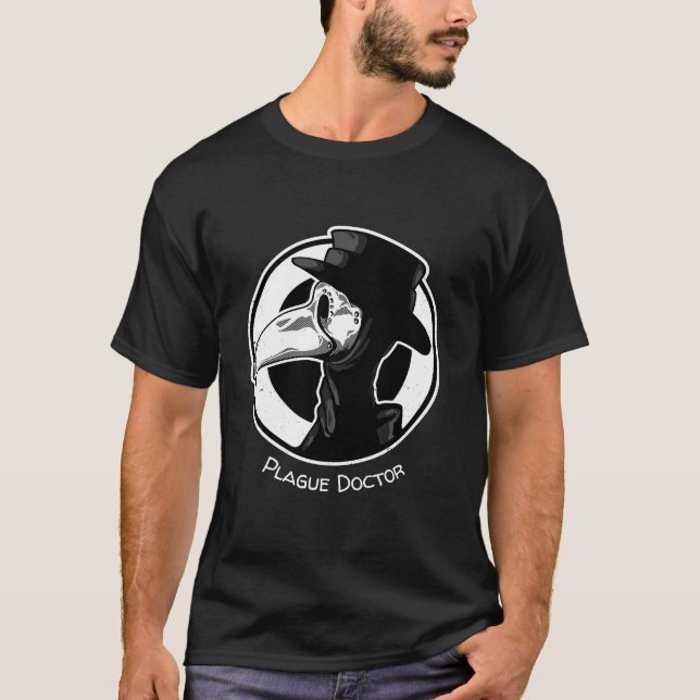 Steampunk Plague Doctor Bird Mask B/W T-Shirt (Vorderseite)
