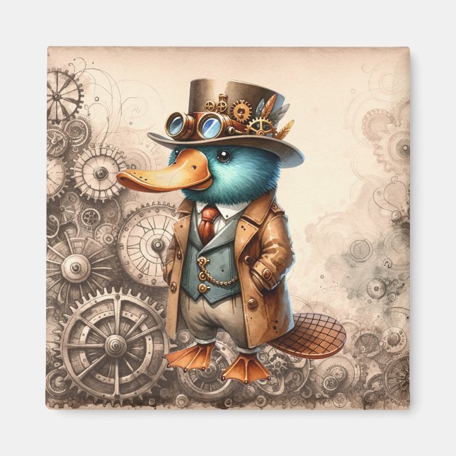 Steampunk Platypus Magnet (Vorne)