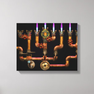 Steampunk - Plumbing - Die Menorah leuchten Leinwanddruck