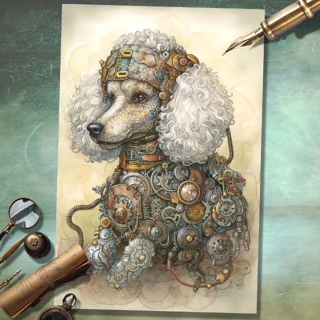Steampunk Poodle 1 Decoupage Paper Seidenpapier (Von Creator hochgeladen)