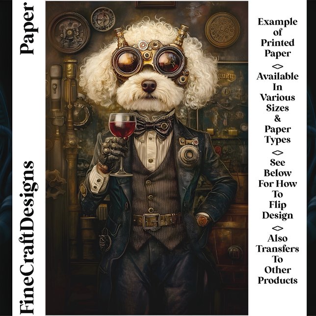 Steampunk Poodle Dog Drinken Wine CP3 Kunsthandwer (Von Creator hochgeladen)
