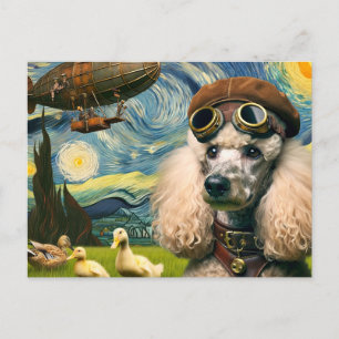Steampunk Poodle und Enten Postkarte