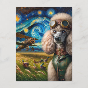Steampunk Poodle und Enten Postkarte