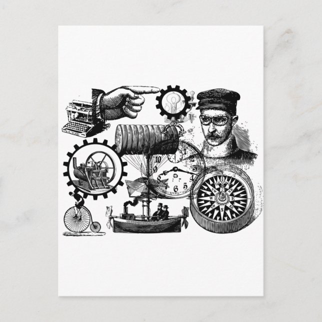 Steampunk Postkarte (Vorderseite)