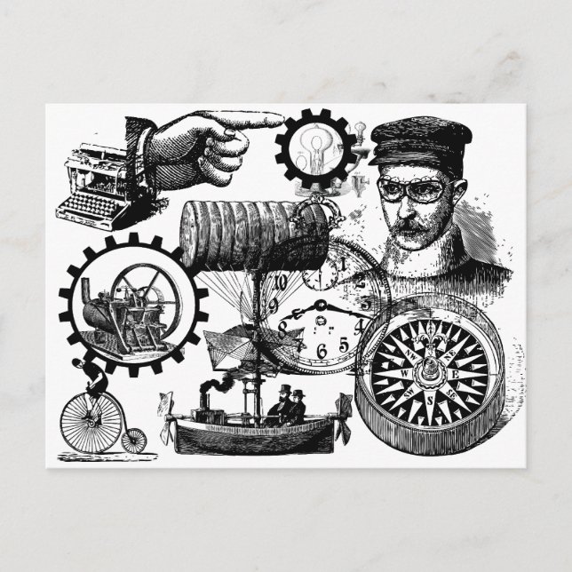 Steampunk Postkarte (Vorderseite)