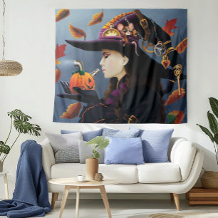 Steampunk Pumpkin Hexe Wandteppich