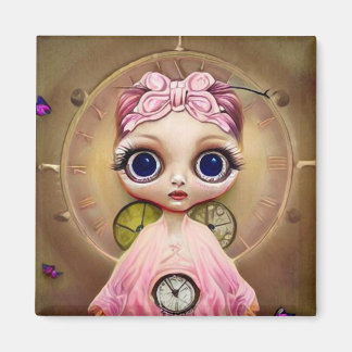 Steampunk-Puppe in Rosa Magnet