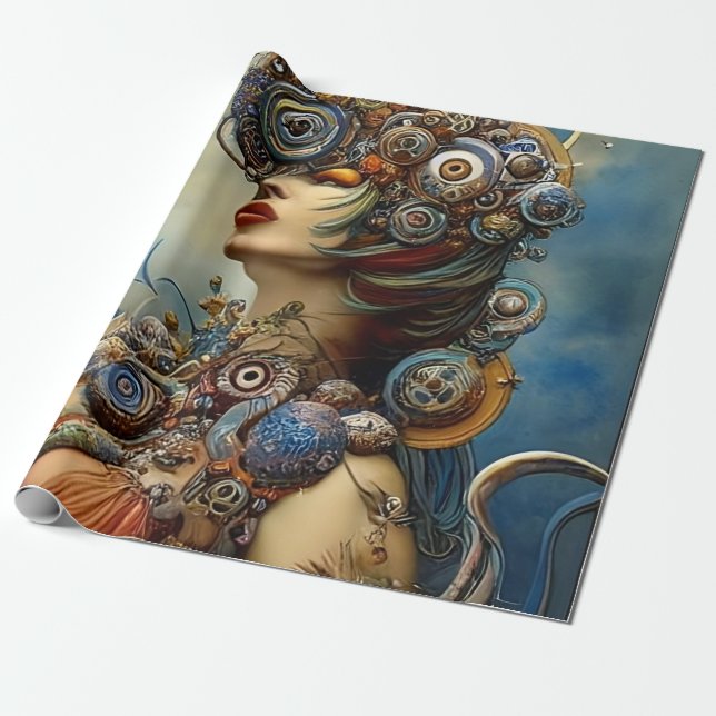 Steampunk Queen Art Wrapping Paper Geschenkpapier (Ungerollt)
