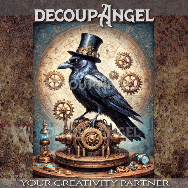 Steampunk-Rabe-Decoupage Seidenpapier (Von Creator hochgeladen)