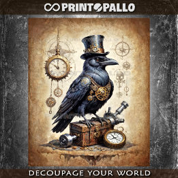 Steampunk-Rabe mit Zylinder und Uhren Seidenpapier