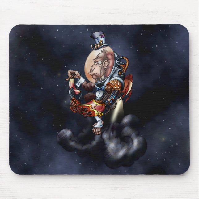 Steampunk Raum-Schimpanse Mousepad (Vorne)