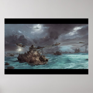 Steampunk-Raumschiff Poster