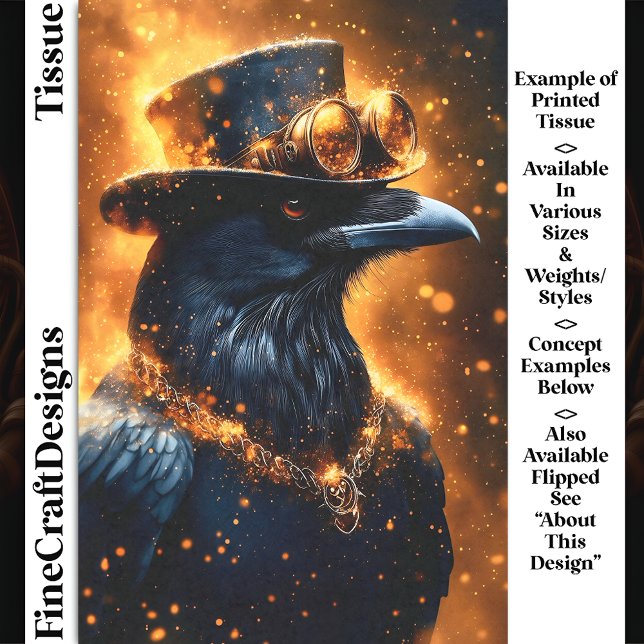 Steampunk Raven Crow, Brandmassen DF4R-Decoupage Seidenpapier (Von Creator hochgeladen)