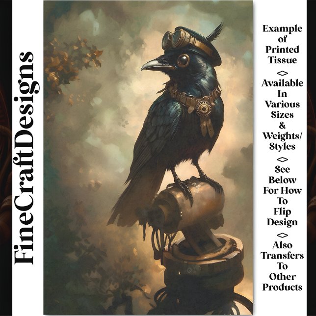 Steampunk Raven, Goggles & Collar BQ8 Decoupage Seidenpapier (Von Creator hochgeladen)