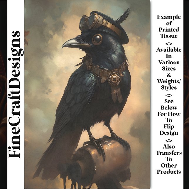Steampunk Raven, Goggles & Collar BQ9 Decoupage Seidenpapier (Von Creator hochgeladen)
