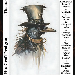 Steampunk Raven in Top Hat & Collar CV4 Decoupage Seidenpapier