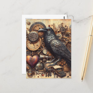 Steampunk Raven Postkarte