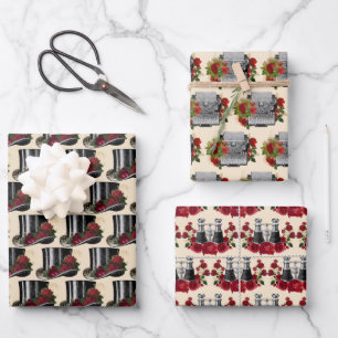 Steampunk Red Binoculars Schreibwriter Hat Weihnac Geschenkpapier Set