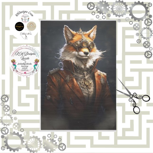 Steampunk Red Fox Uniform Decoupage Seidenpapier (Von Creator hochgeladen)
