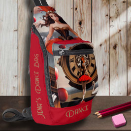 Steampunk Red Watercolor Ballerina Sling Bag