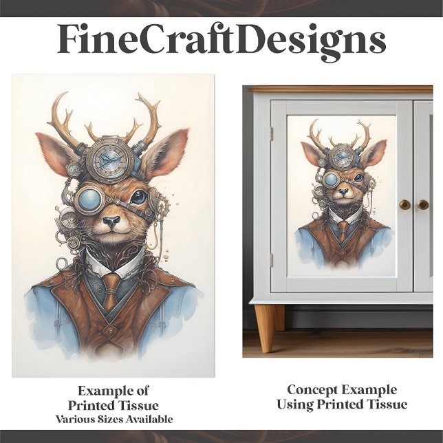 Steampunk Reindeer Gears Goggles Vest D8 Decoupage Seidenpapier (Von Creator hochgeladen)