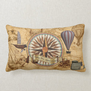 Steampunk Reise-Antiken-Karten-Kompass-Abenteuer Lendenkissen