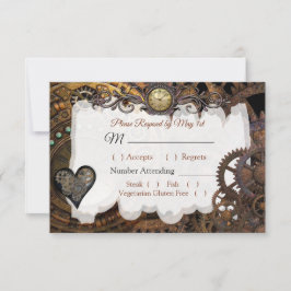 Steampunk Renaissance Wedding RSVP-Karte RSVP Karte
