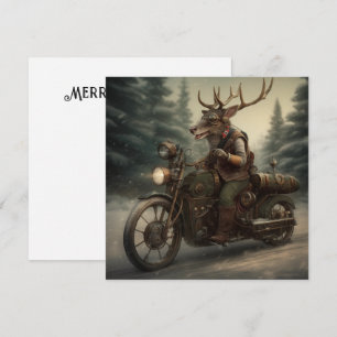 Steampunk-Rentier-Motorrad-Weihnachtskarte Feiertagskarte