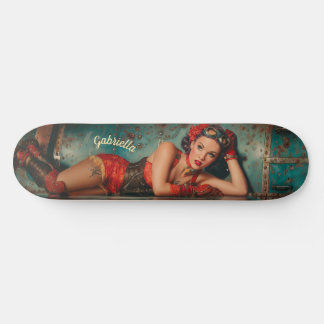 Steampunk-Retro-futuristische Pinup-Mädchen-Malere Skateboard