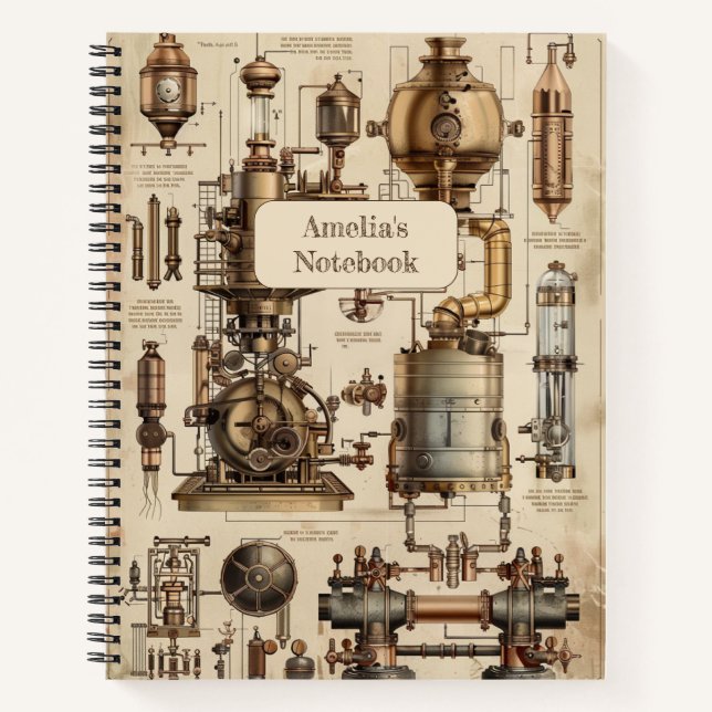 Steampunk Retro Notizbuch (Vorderseite)