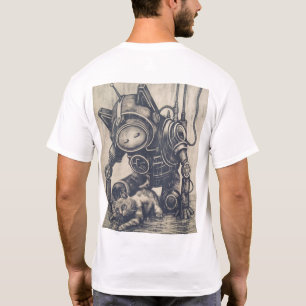 Steampunk Robot Linocut T - Shirt