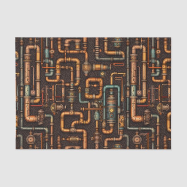 Steampunk-Rohrmuster Seidenpapier (Vorderseite)