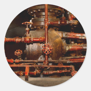 Steampunk - Rohrträume Runder Aufkleber