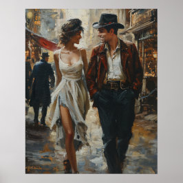 Steampunk Romance - Vintage Wasserfarbenkunst Poster