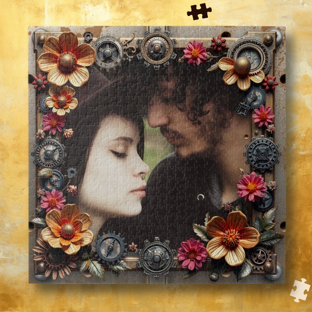 Steampunk Romantic Photo Personalized Puzzle (Von Creator hochgeladen)