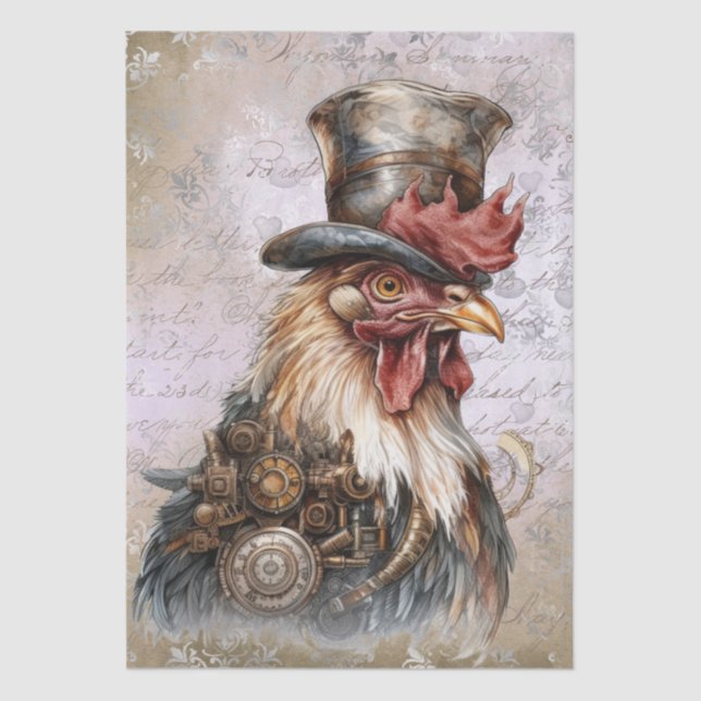 Steampunk Rooster Seidenpapier (Vorderseite)