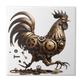 Steampunk Rooster Tile Fliese