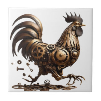 Steampunk Rooster Tile Fliese