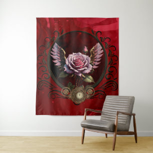 Steampunk-Rose Wandteppich