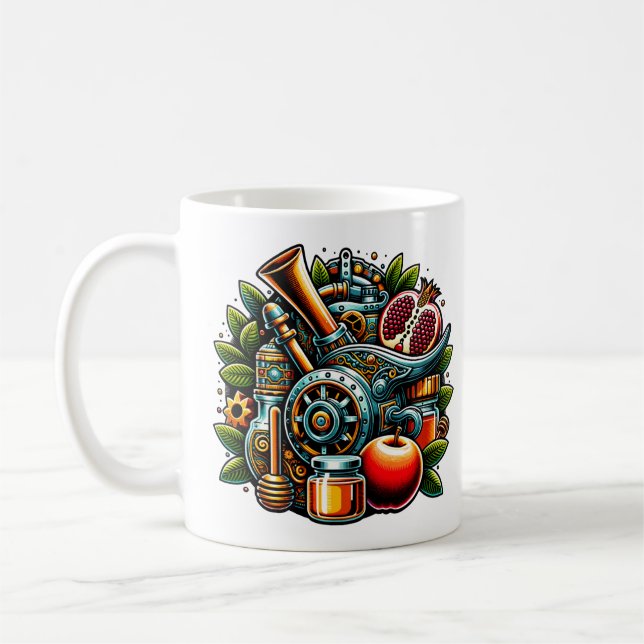Steampunk Rosh Hashanah Kaffeetasse (Links)