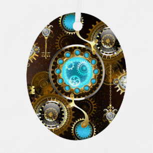 Steampunk-Rostiger Hintergrund mit Türkisgläsern Ornament Aus Metall