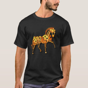 Steampunk-Rostiges-Vintage-Mechaniker-Oranges-Pfer T-Shirt