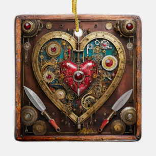 Steampunk Rubine und Dolche Krieger Valentinstag Keramikornament