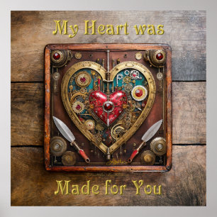 Steampunk Rubine und Dolche Krieger Valentinstag Poster