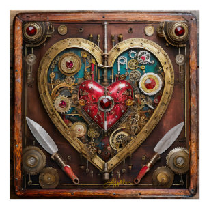 Steampunk Rubine und Dolche Krieger Valentinstag Poster