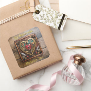 Steampunk Rubine und Dolche Krieger Valentinstag Quadratischer Aufkleber