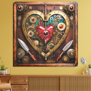 Steampunk Rubine und Dolchkrieger Valentinstag Leinwanddruck