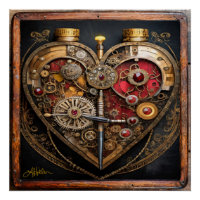 Steampunk Rubine und Zahnräder Dunkles Herz 
