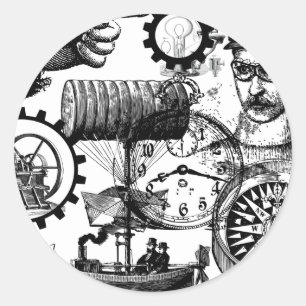 Steampunk Runder Aufkleber